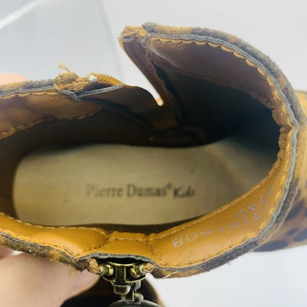 Pierre Dumas Kids Animal Print Leopard Zipp Faux Suede Ankle Shoe Boots Size 11